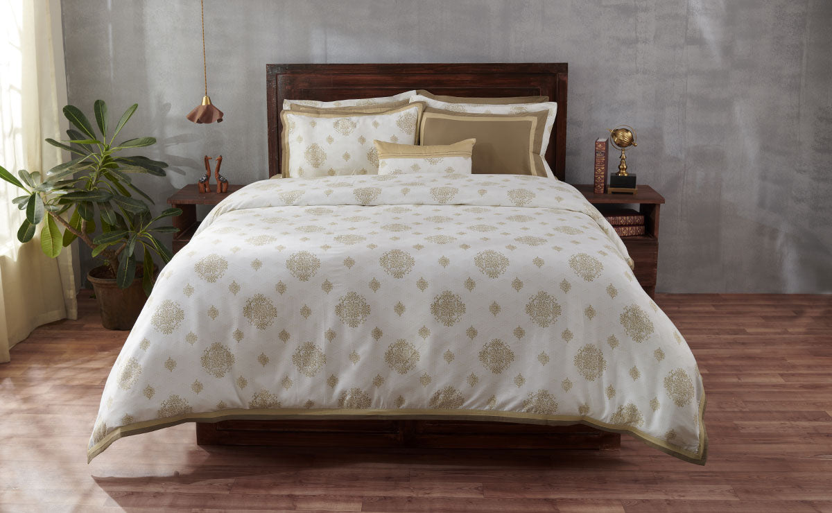 Mark Home 100% Cotton Fern Duvet Cover Set Pcs Beige