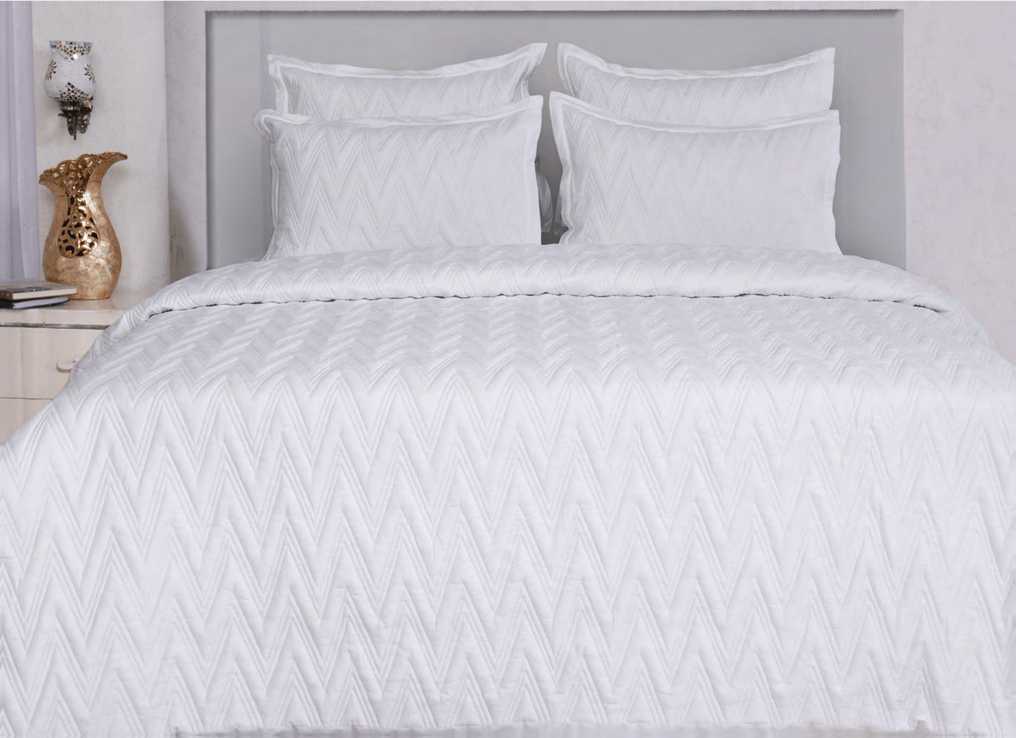 Quilted Bedsheet 100% Cotton Sateen Fabric White