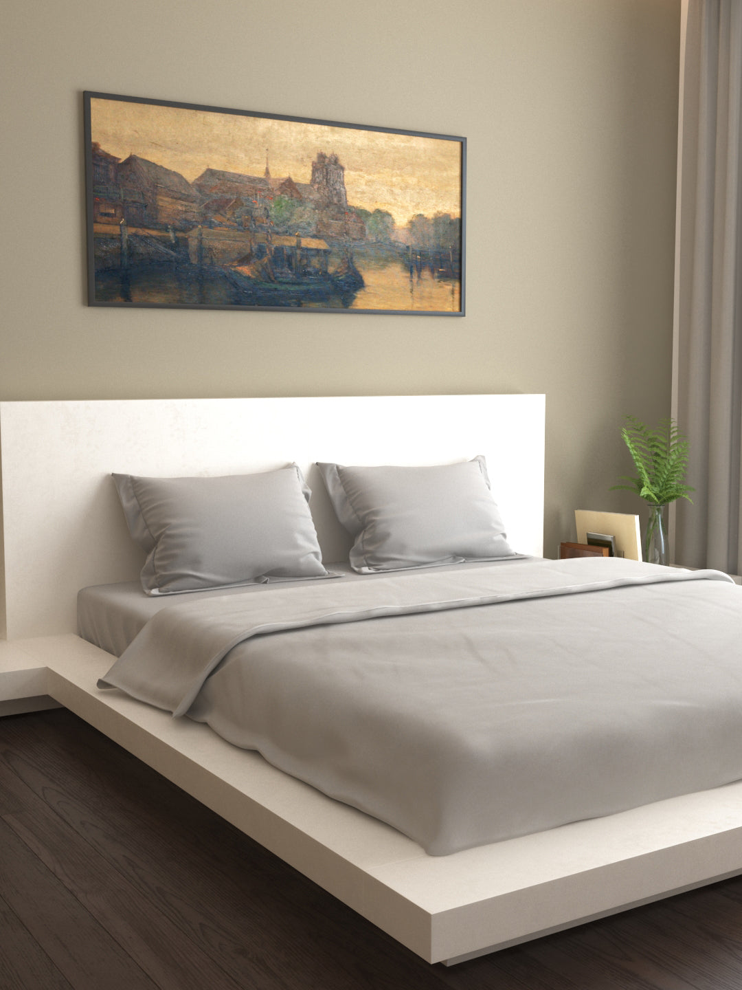 Mark Home 100% Organic Cotton Sateen Fabric 400 TC Naturelle Duvet Cover Double Silver