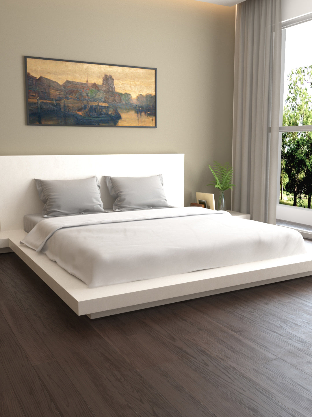 Mark Home 100% Organic Cotton Sateen Fabric 400 TC Naturelle Duvet Cover Double White