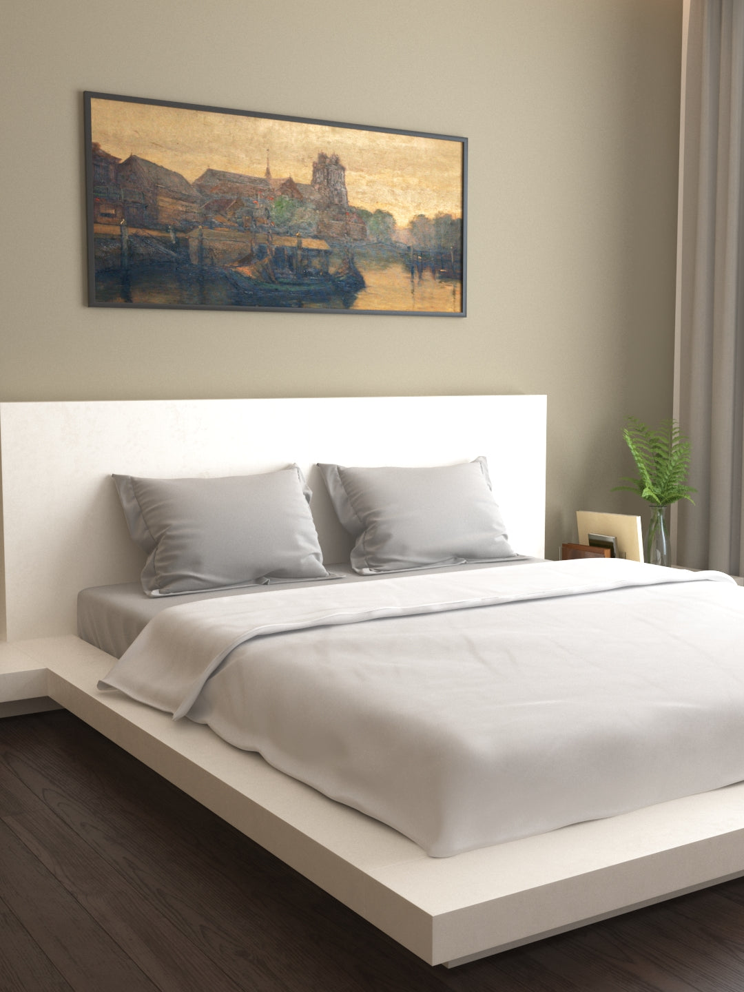 Mark Home 100% Organic Cotton Sateen Fabric 400 TC Naturelle Duvet Cover Double White
