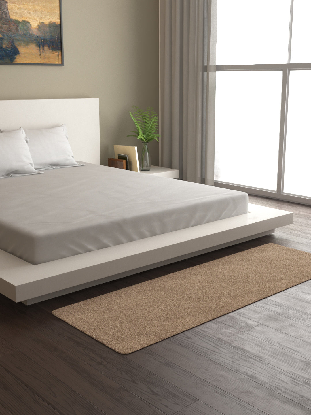 Mark Home 100% Micro Anti Skid Durable Softness Plush Lustrous Rugs 50cm x 150cm Beige