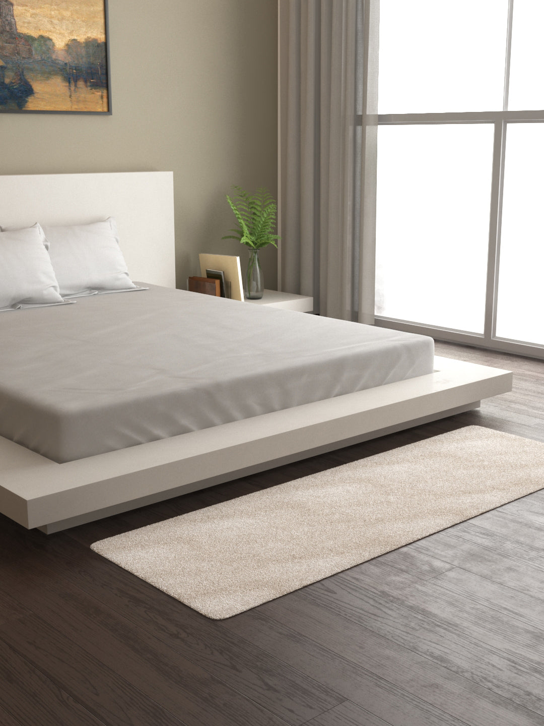 Mark Home 100% Micro Anti Skid Durable Softness Plush Lustrous Rugs 50cm x 150cm Ivory