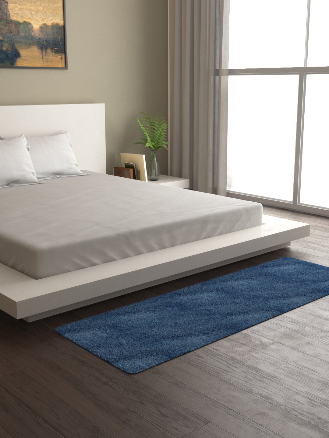 Mark Home 100% Micro Anti Skid Durable Softness Plush Lustrous Rugs 50cm x 150cm Navy