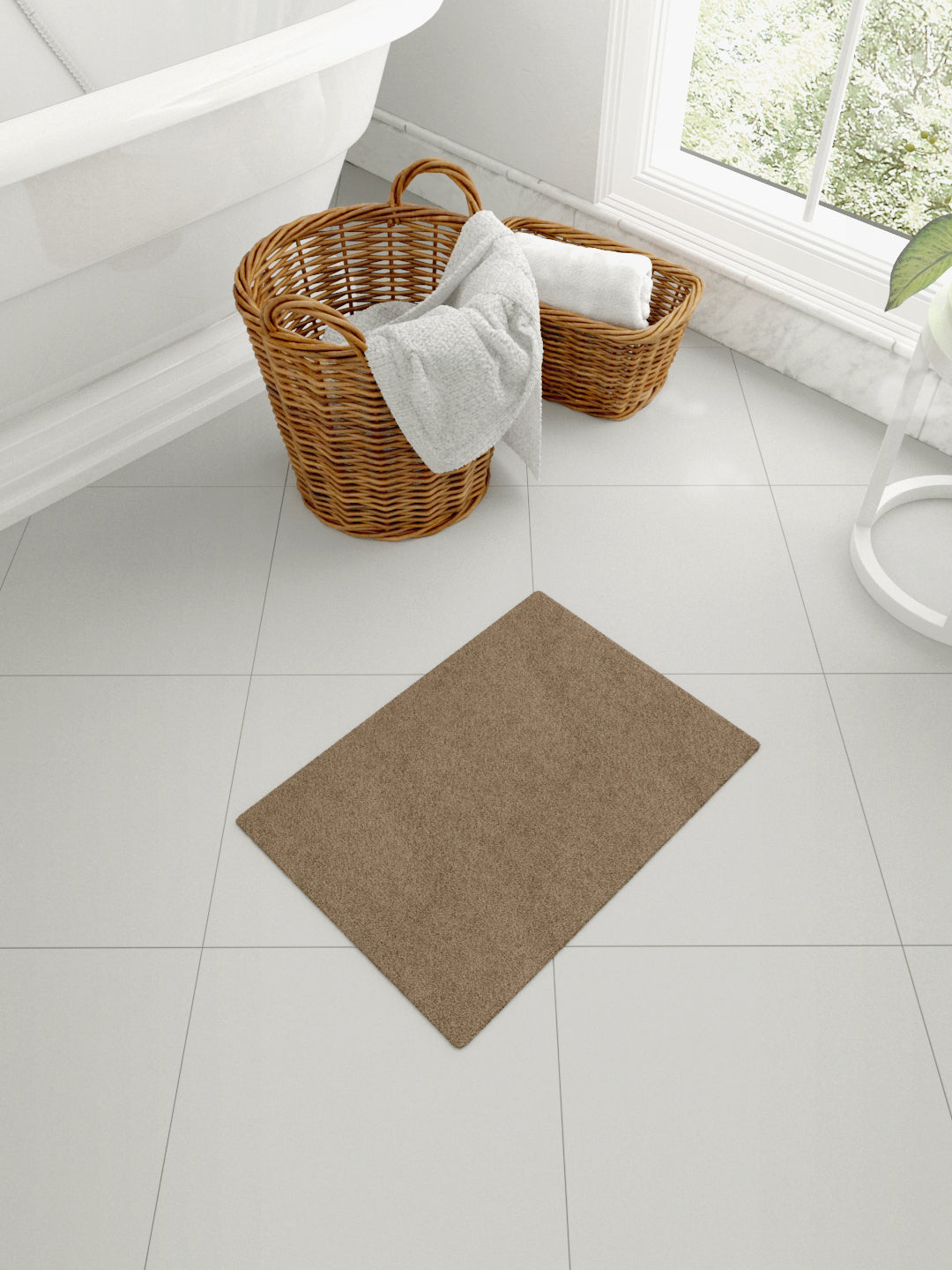 Mark Home 100% Micro Anti Skid Durable Softness Plush Lustrous Rugs 50cm x 70cm Beige