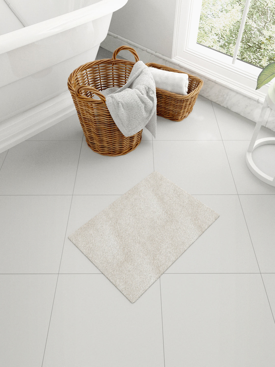 Mark Home 100% Micro Anti Skid Durable Softness Plush Lustrous Rugs 40cm x 60cm Ivory