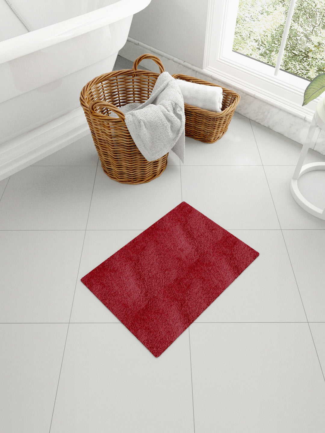 Mark Home 100% Micro Anti Skid Durable Softness Plush Lustrous Rugs 40cm x 60cm Maroon