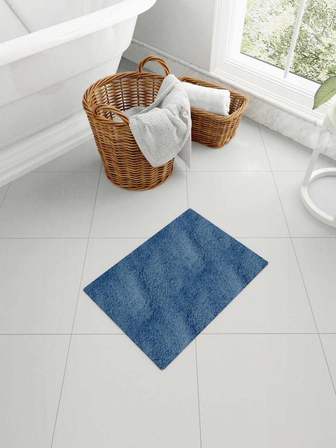 Mark Home 100% Micro Anti Skid Durable Softness Plush Lustrous Rugs 40cm x 60cm Navy