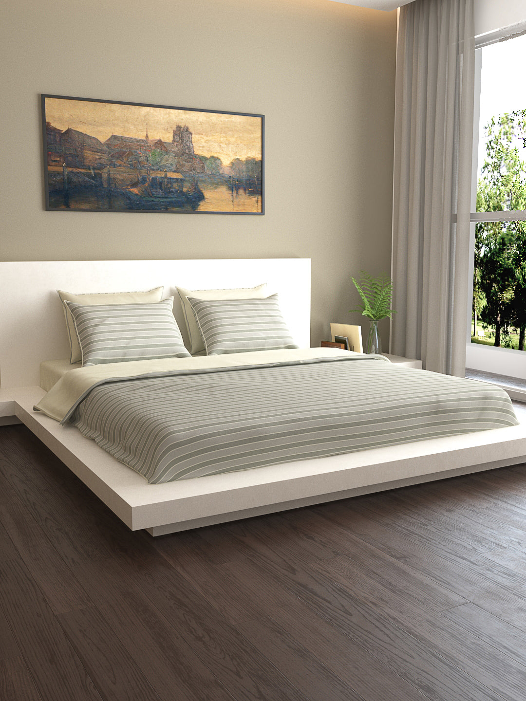 Ivory Grey Stripes